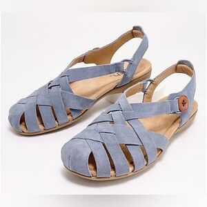 NEW Earth Belita Leather slingback Fisherman Sandals 8 qvc